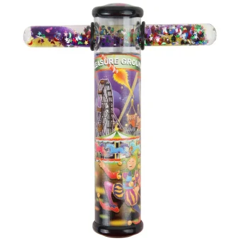 Playlearn 6" Kaleidoscope & Glitter Wand, a handheld sensory toy that captivates. Ideal for sensory play or therapeutic use. Amusement park themed.
