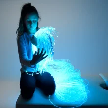 Playlearn's 5ft fiber optic with 16w light source and remote control. It has a color-changing LED. Enhances mood, relaxation, is durable and safe for kids.