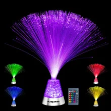 Playlearn affordable 14" led fiber optic lamp.  Remote included. Designed with thin fibers that create a mesmerizing effect. USB or battery-powered.