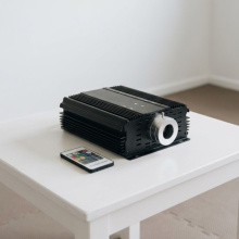 Playlearn's 45-watt power output Fiber Optic light source with a remote control that emits vibrant colors. Durable, sleek black design and no sharp edges. 