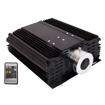 Playlearn's 45-watt power output Fiber Optic light source with a remote control that emits vibrant colors. Durable, sleek black design and no sharp edges. 