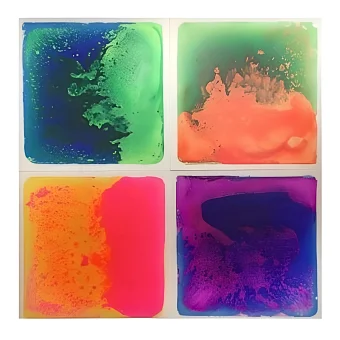 Playlearn's Multicolor UV Liquid Sensory Floor Tiles - 4 Pack for Kids
