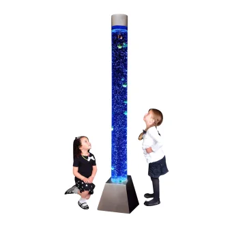 Playlearn's Interactive Sensory Aquarium Bubble Tube with Stainless Steel Safety Base 6-ft Square | Sensory Playtime | Anxiety Relief Toys