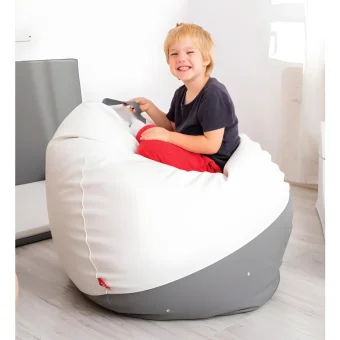  Playlearn's White & Grey Pear Beanbag with Handle for Kids
