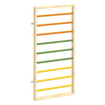 Playlearn's Straight Bars Ladder Gym-Style Climbing Wall Panel System - Wood Frame for Kids | Sensory Indoor Gym