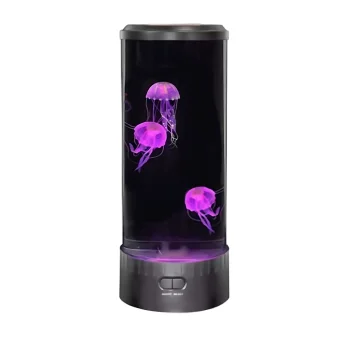  Playlearn's round jellyfish lamp with remote. It has 5 LED lights, compact, stylish, durable, and safe for kids. Ideal for home, school or therapy centers.