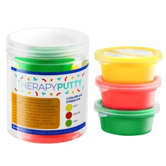 Playlearn's 3-strength Therapy Putty, sensory fidget toy, and stress relief. Enhances motor skills and hand muscle strength. For kids and adults.
