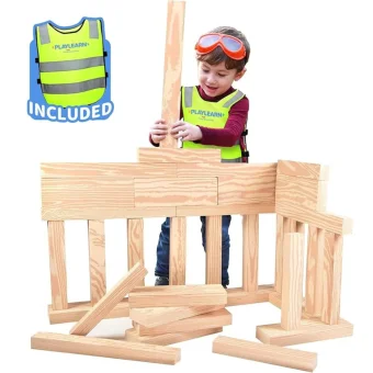 Playlearn's Foam Wooden Beam Building Blocks for Kids