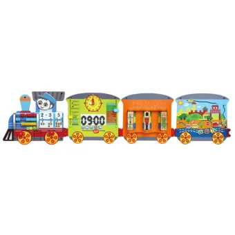 Playlearn's 6ft Train-Themed Sensory Activity Wall Play Board