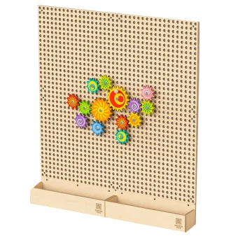 14-Piece Wooden Colorful Interlocking Gears - Game Only