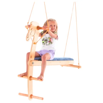 Playlearn's Wooden Horse Sensory Swing for Kids | Sensory Gym Equipment