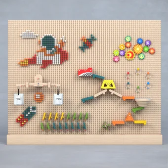 Playlearn 6ft Sensory Wall Panel with Tracks, Gears & Dominoes