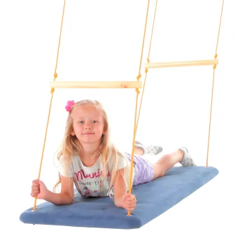Playlearn's Large Platform Therapeutic Swing with Blue Material Cover for Kids | Sensory Gym Equipment