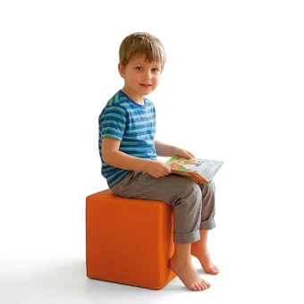 Playlearn's Orange Soft Seating Cube - Chic and Comfortable Lounge Accent