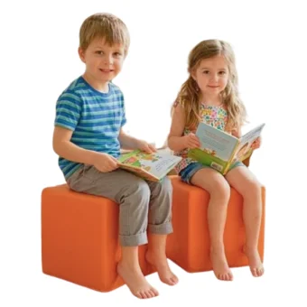 Playlearn's Orange Soft Seating Poufs - Set of 2 for Kids