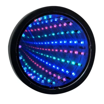 Small Round LED Infinity Mirror Light Tunnel Lamp - Black