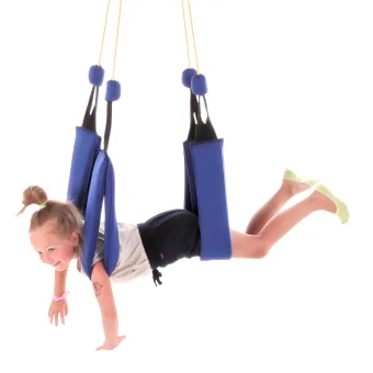 Playlearn's Helicopter Indoor Sensory Swing, provides vestibular and proprioceptive stimulation and assists with flexion and core strengthening for kids,