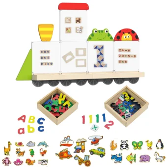 Playlearn's Train Magnetic Activity Wall with Magnet Sets