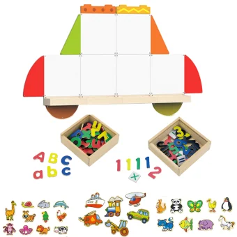 Playlearn's Car Magnetic Activity Wall with Magnet Sets for Kids