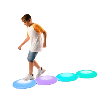 20" Interactive LED Sensory Floor Tile - Round - 1 Tile, perfect for sensory rooms, therapy centers, and play areas, this tile is durable and easy to install.