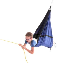 Playlearn's Blue Sling Swing for Kids | Sensory Gym Equipment